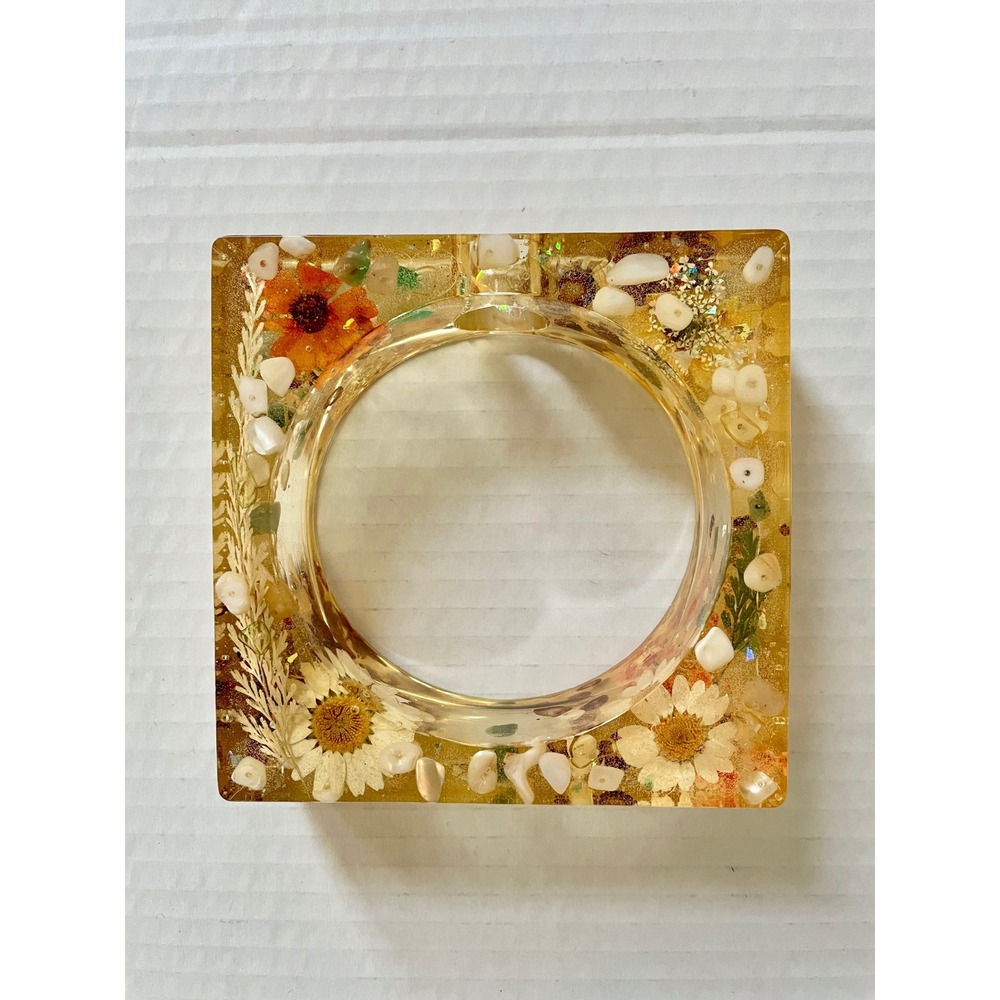 Vintage 70s resin handmade decor flowers herbs
